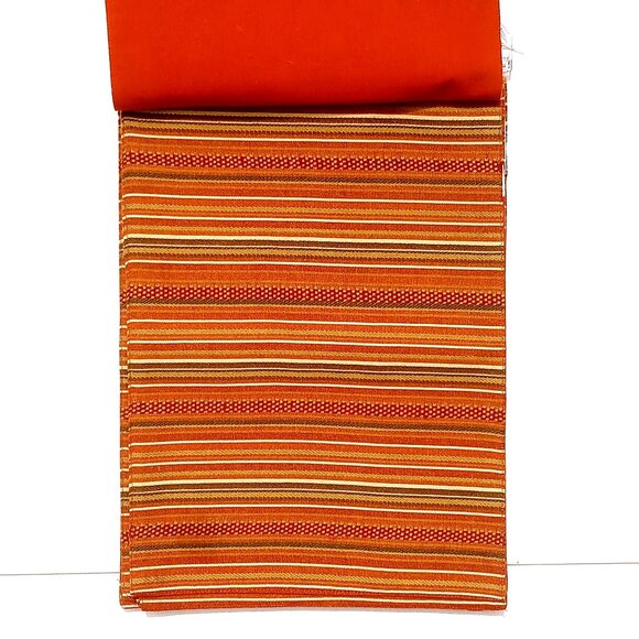 Vintage Table Placemats Set of 6 Rust Green Brown Earthtone Striped Cotton Blend - Picture 4 of 7